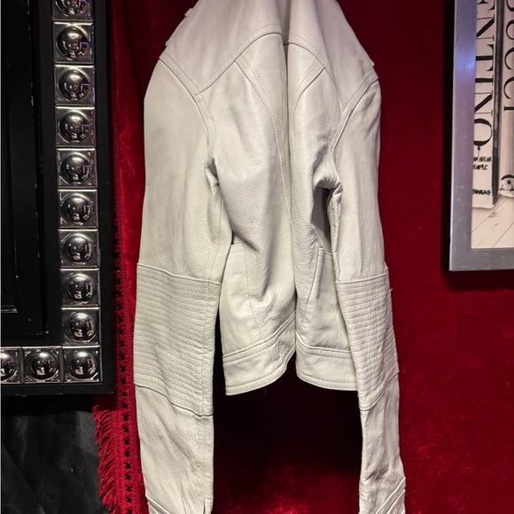 BRAND NEW Moto UB Genuine White Leather Jacket Rare and very Trendy!!! - Picture 8 of 11